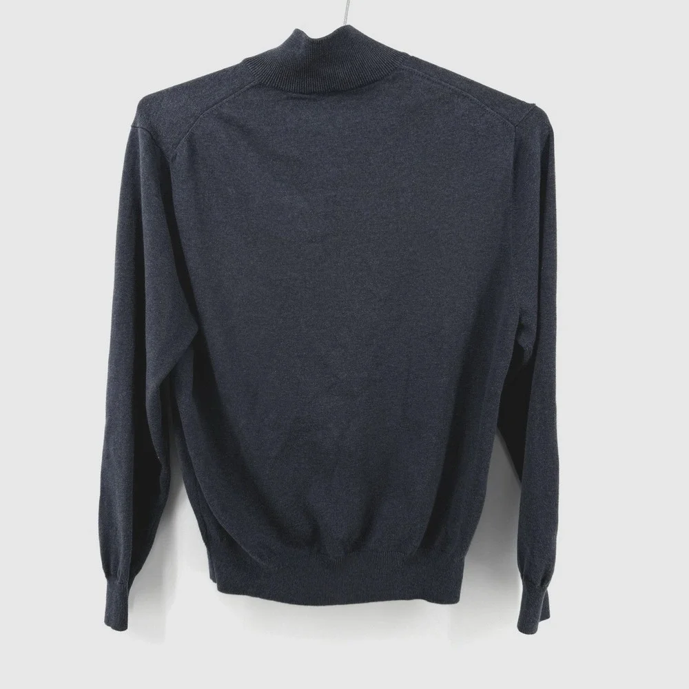 Jos. A. Bank 1/4 Zip Sweater Mens M‎ Signature Collection Pima Cotton Blue Knit